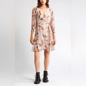 All Saints Ari Peggy Dress, Dusty Rose With Floral Print (Sizes 4, 8, 10)